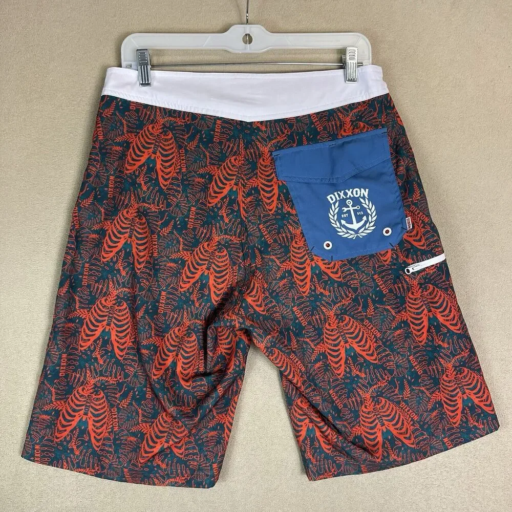 Dixxon Short Mens 30 Multicolor Graphic Print‎ Drawstring Unlined Board Shorts